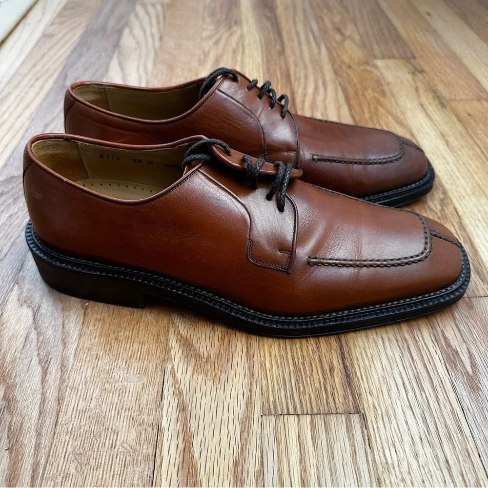 Magnanni Lace-up Oxford Derby Brown Leather Shoes Men’s Size 9.5 M